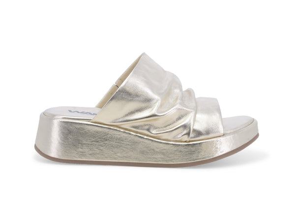 Melluso Ciabatte Fascia Intera Zeppa Comoda Tomaia Pelle Platino Oro K35301-233117